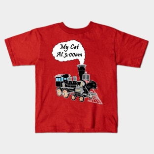 Speeding Train Hyper Black Cat at 3:00am Kids T-Shirt